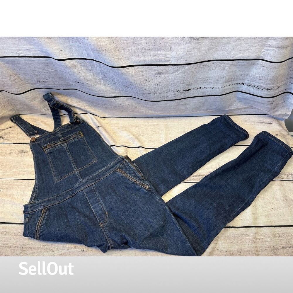 Free People Dark Wash Denim Overalls Jumpsuit